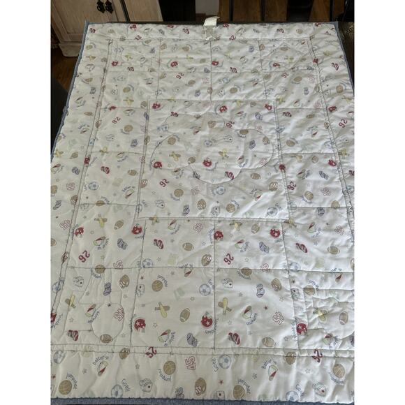 Baby Connection Sports Crib Bedding Quilted Comforter Nursery Football Baseball - Picture 5 of 9
